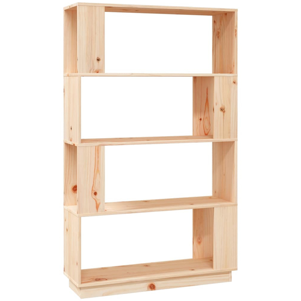 vidaXL 4 Shelf Natural Solid Pine Wood Bookcase Image 2