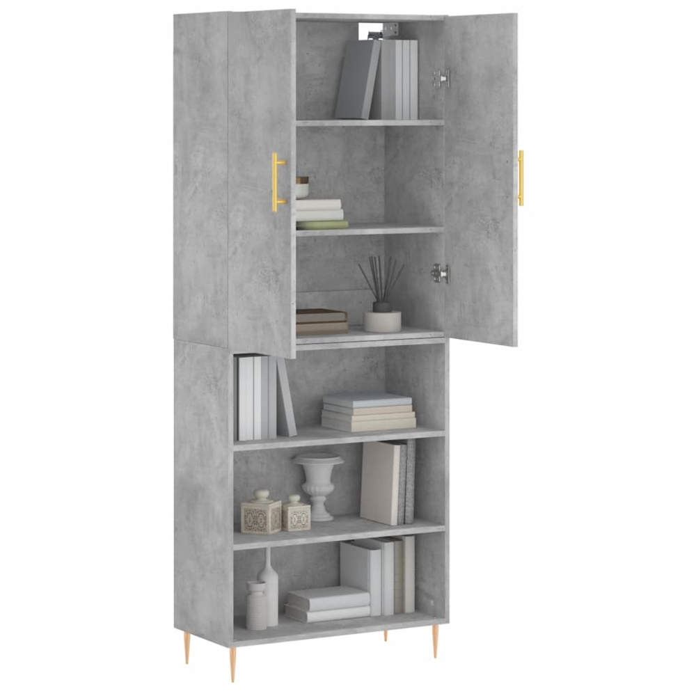vidaXL 2 Door 3 Shelf Concrete Grey Wooden Highboard Image 3