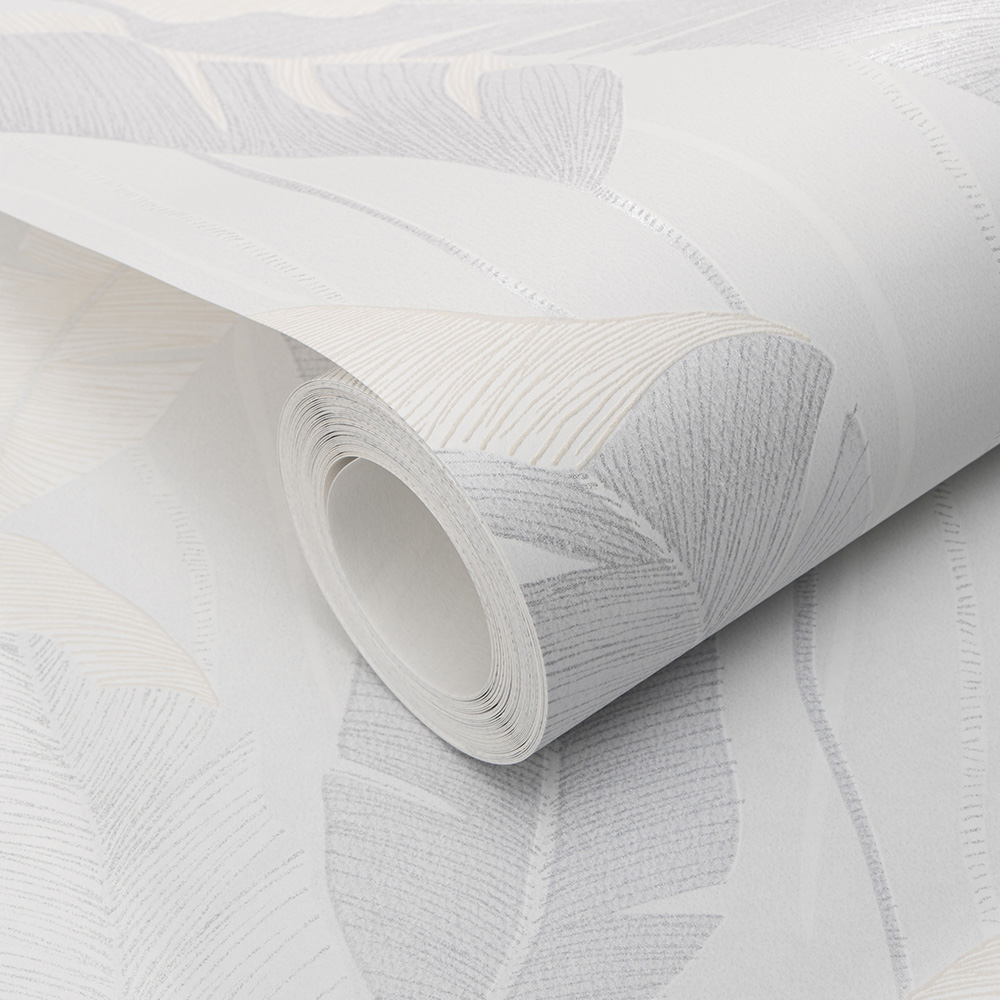 Erismann Arwen Leaf Grey PVC Free Wallpaper Image 2