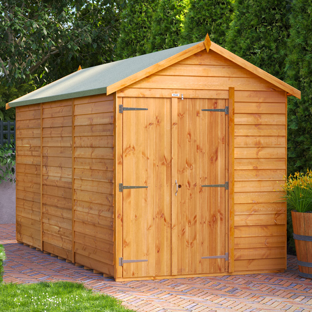 Power Sheds 12 x 6ft Double Door Overlap Apex Wooden Shed Image 2