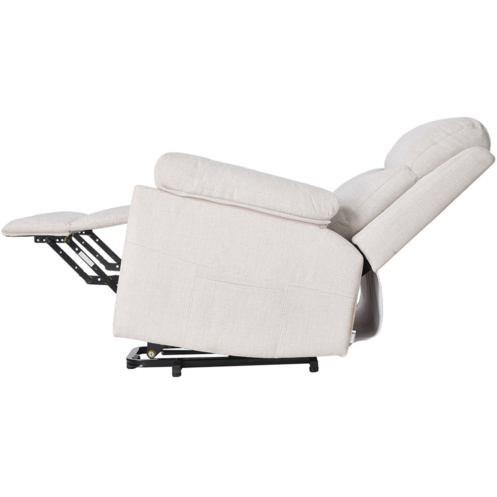 Living and Home Beige White Chenille Push Back Recliner Armchair with Footrest Image 4