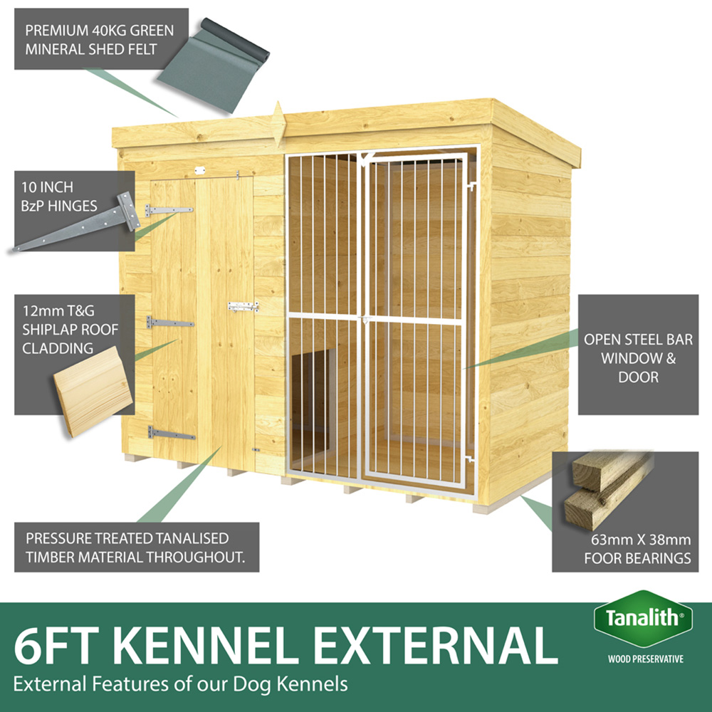 DIY Sheds 8 x 4ft Pressure Treated Tongue and Groove Timber Full Height Dog Kennel and Run Image 4