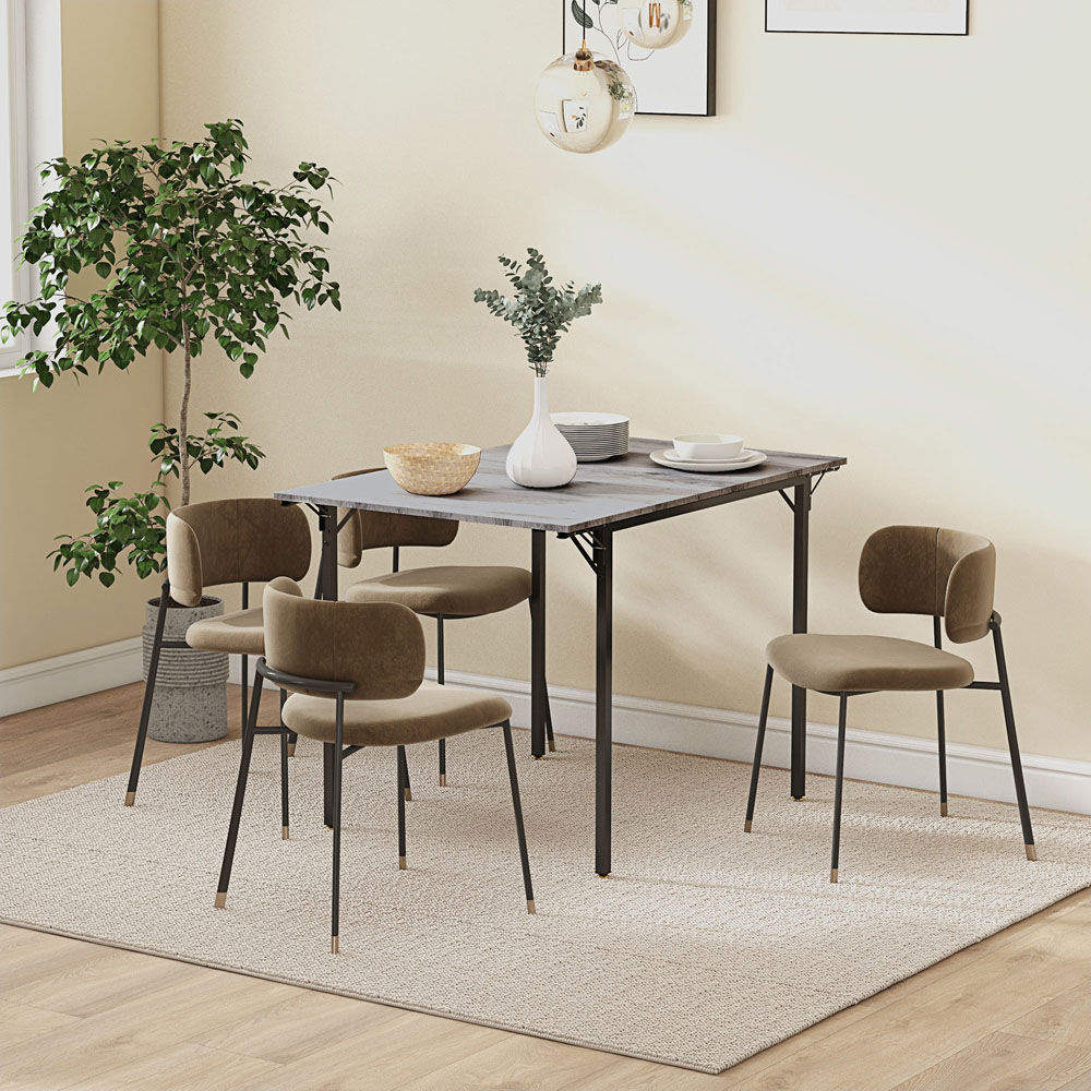 HOMCOM 4 Seater Grey Foldable Drop Leaf Dining Table Image 5