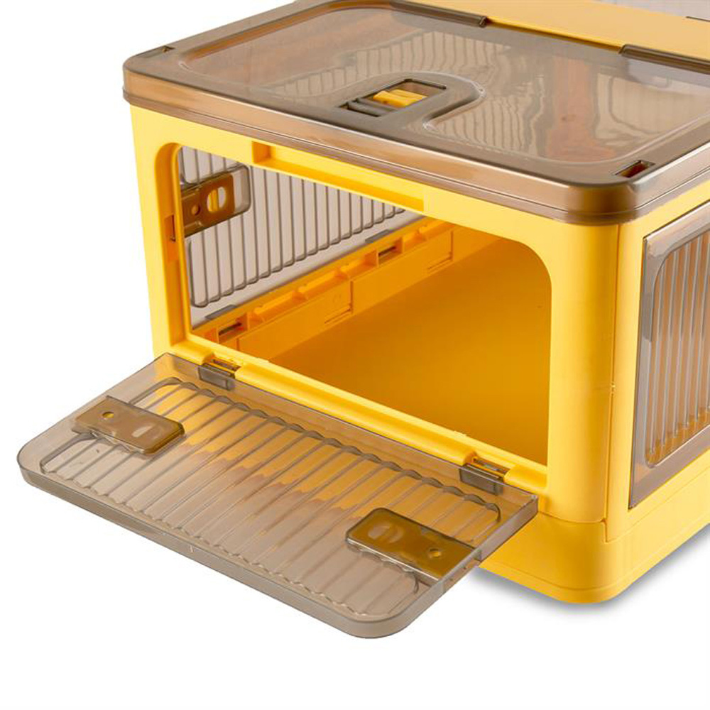 Sewing Online YN8885-YELLOW 40L 5 Door Yellow Plastic Stackable Storage Box with Wheels Image 3