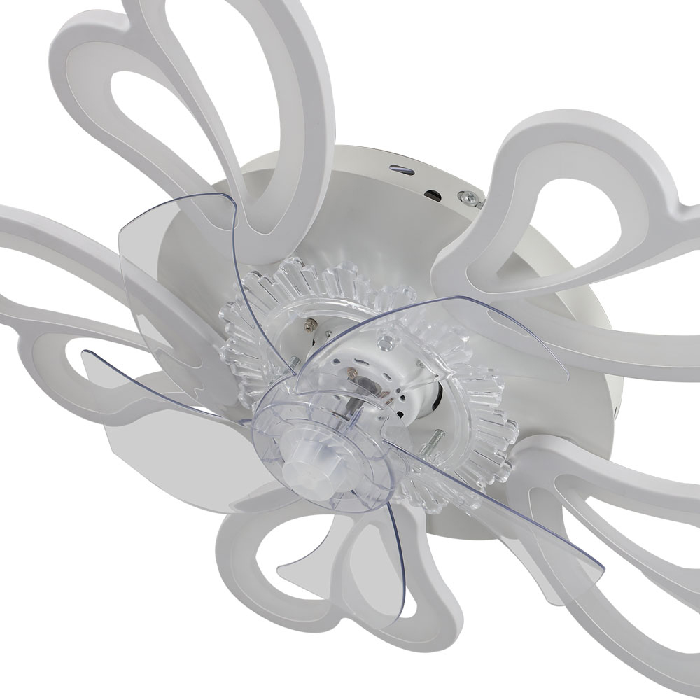 Living and Home White Double Petal Ceiling Fan Light with Remote Control and Bluetooth 25 inch Image 5