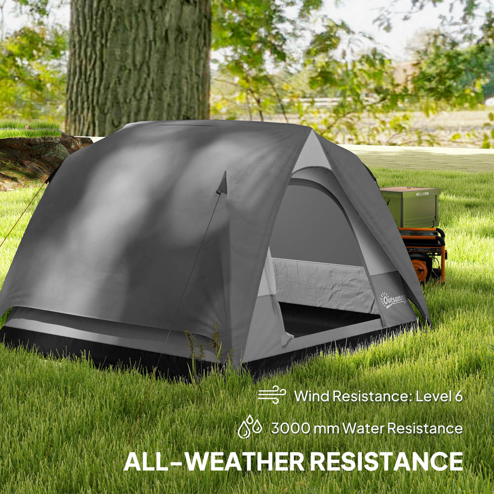 Outsunny 3-4 Person Waterproof Camping Tent Dark Grey Image 5