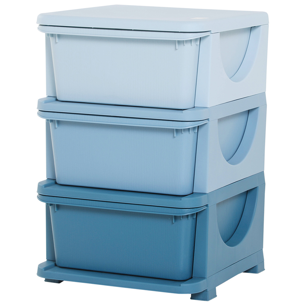 Playful Haven Blue 3 Drawers Kids Storage Unit Image 2