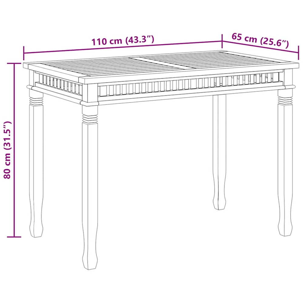 vidaXL 4 Seater Solid Teak Wood Slatted Garden Dining Table Brown Image 8