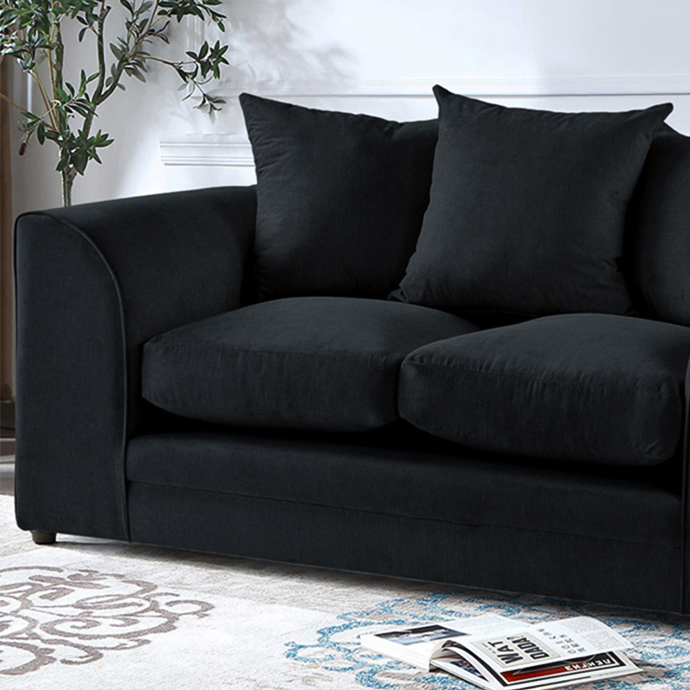 Portland Lindol Luxury 2 Seater Black Cord Sofa Image 2