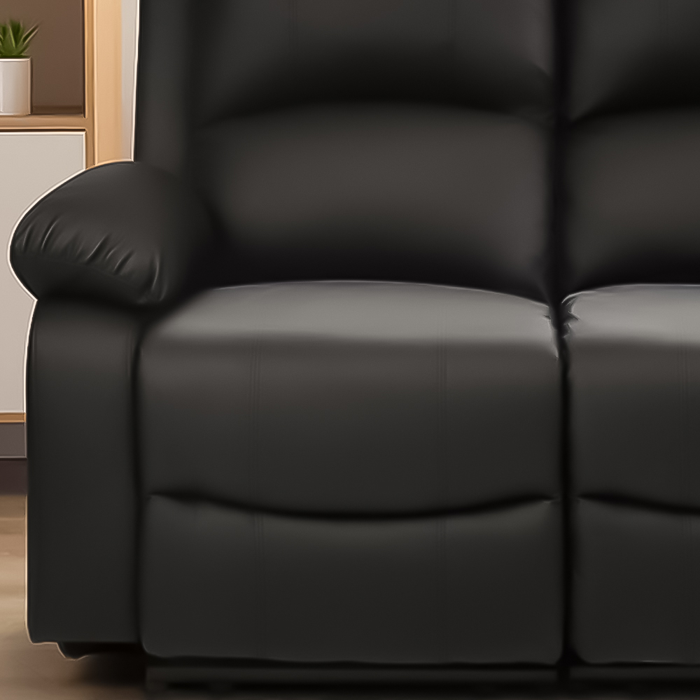 Brooklyn 2 Seater Black Bonded Leather Manual Recliner Sofa Image 3