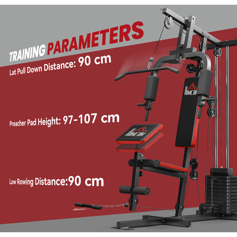 HOMCOM Black Multi Home Gym Machine with Weights 65kg Image 7