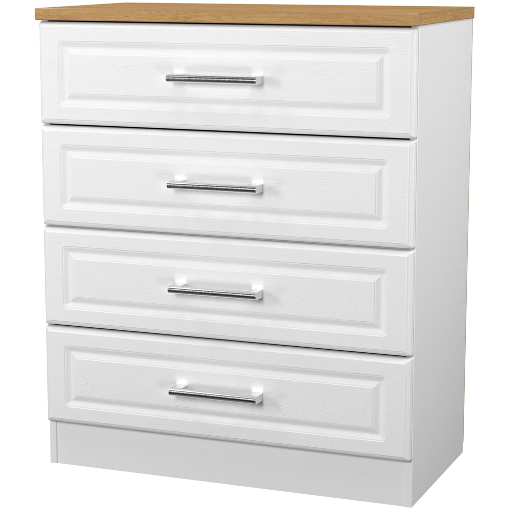 Crowndale Kent 4 Drawer White Ash and Modern Oak Chest of Drawers Ready Assembled Image 4