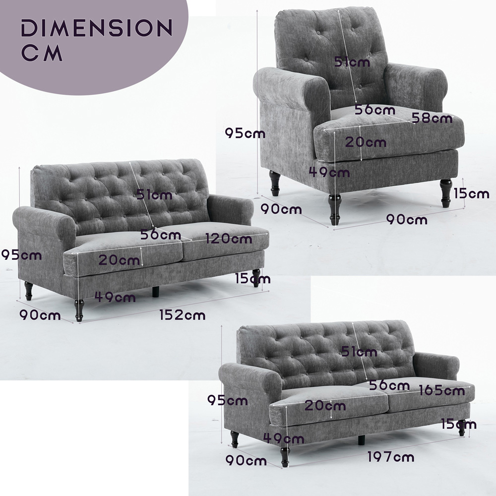 Furniture One 3 Seater Grey Mid Century Sofa Image 9
