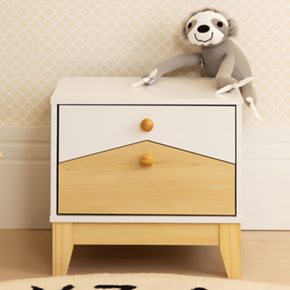 Seconique Cody 2 Drawer White and Pine Bedside Table Image 1