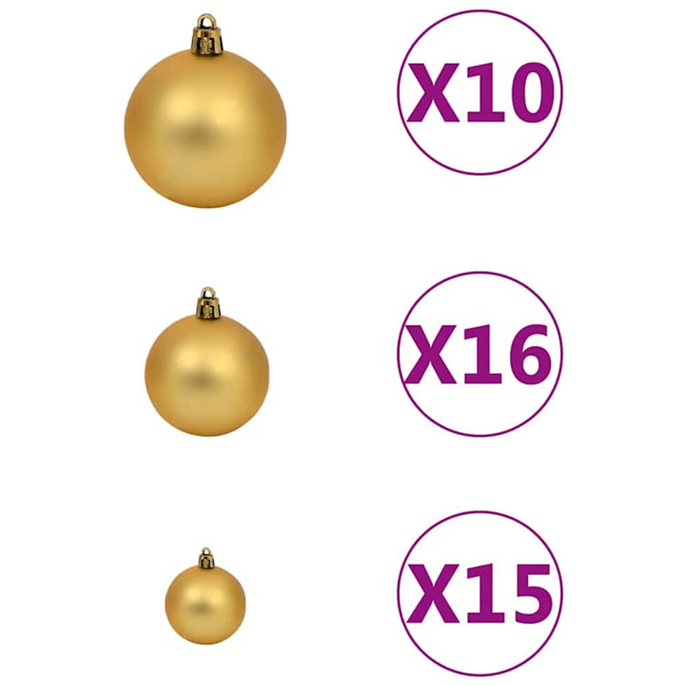vidaXL Pre-Lit Gold Baubles Green Artificial Christmas Tree 8ft Image 6