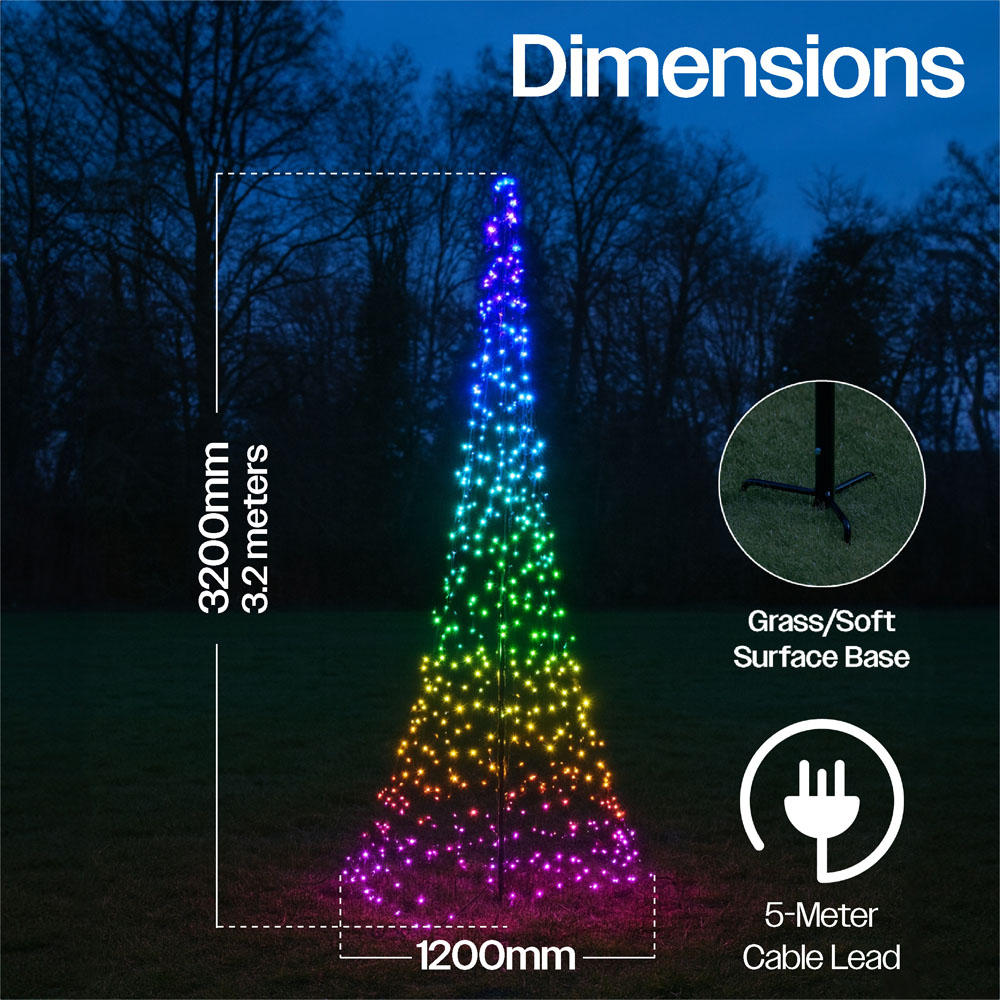 Xmas Haus 735 RGB Micro Seed LED Grass Mounted Flagpole Light Tower 10ft Image 5
