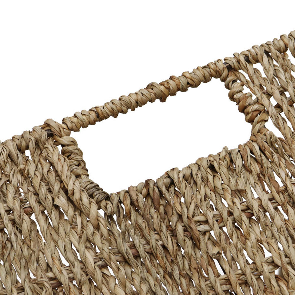 JVL Seagrass Rectangular Storage Baskets with Handles Set of 3 Image 6