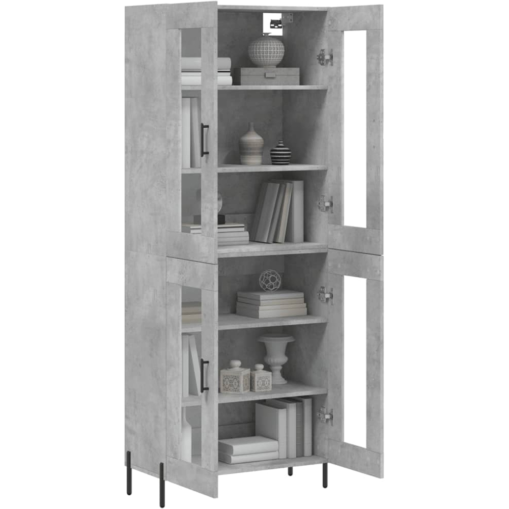 vidaXL 4 Glass Door Concrete Grey Highboard Image 3