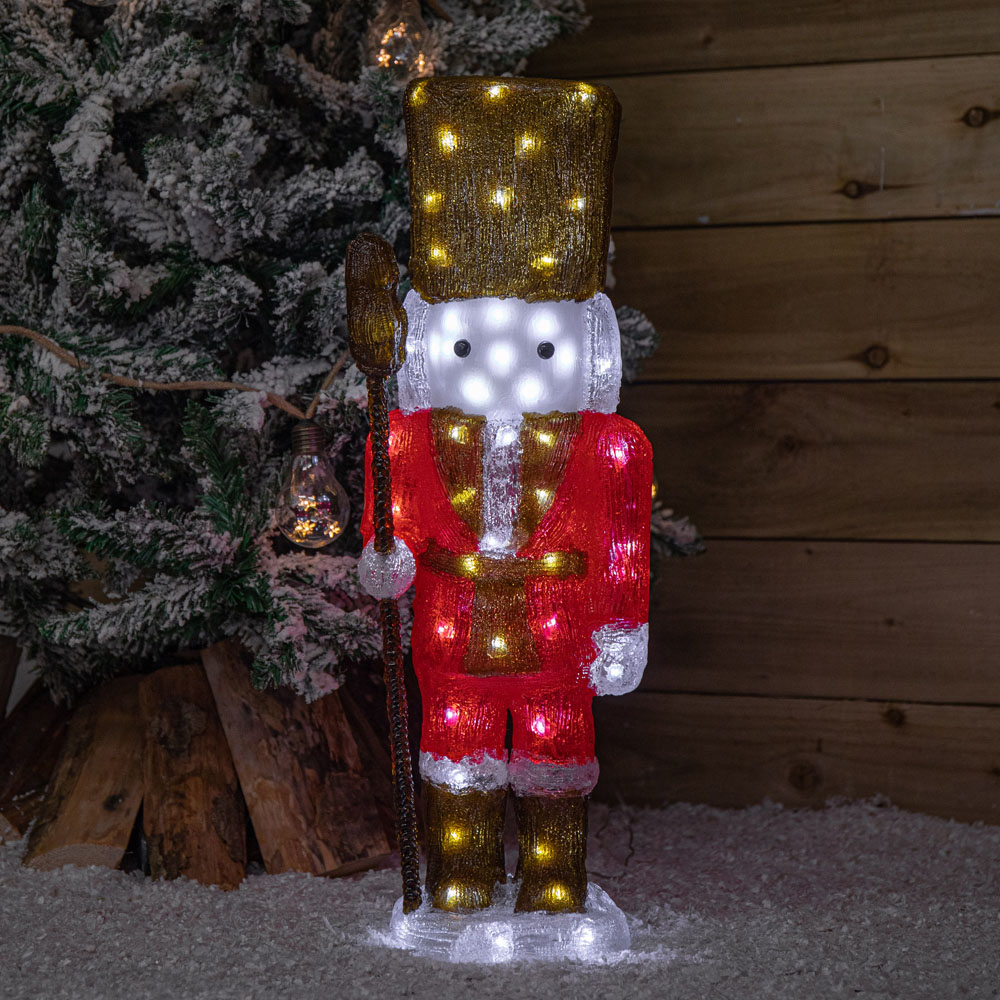 Samuel Alexander White LED Light Up Acrylic Nutcracker Christmas Decoration 65cm Image 3