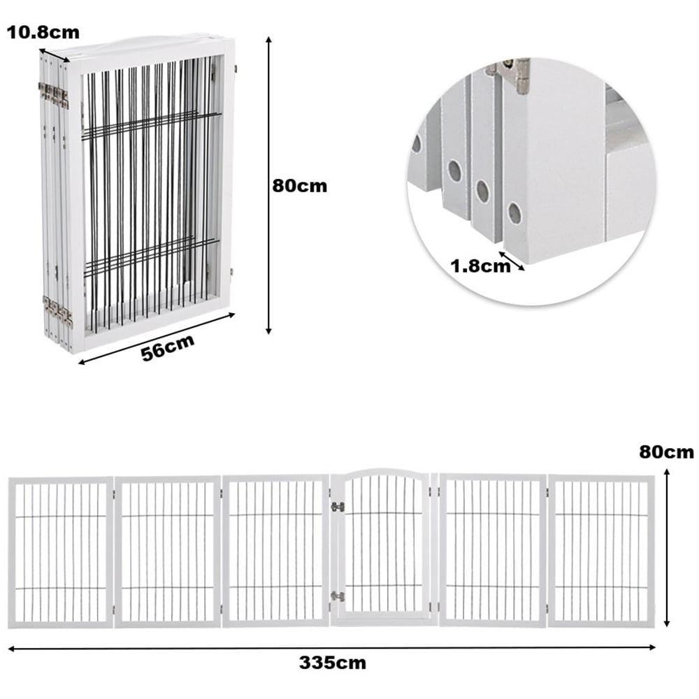 H&O Direct 6 Panel White Freestanding Wooden Foldable Pet Playpen Image 4