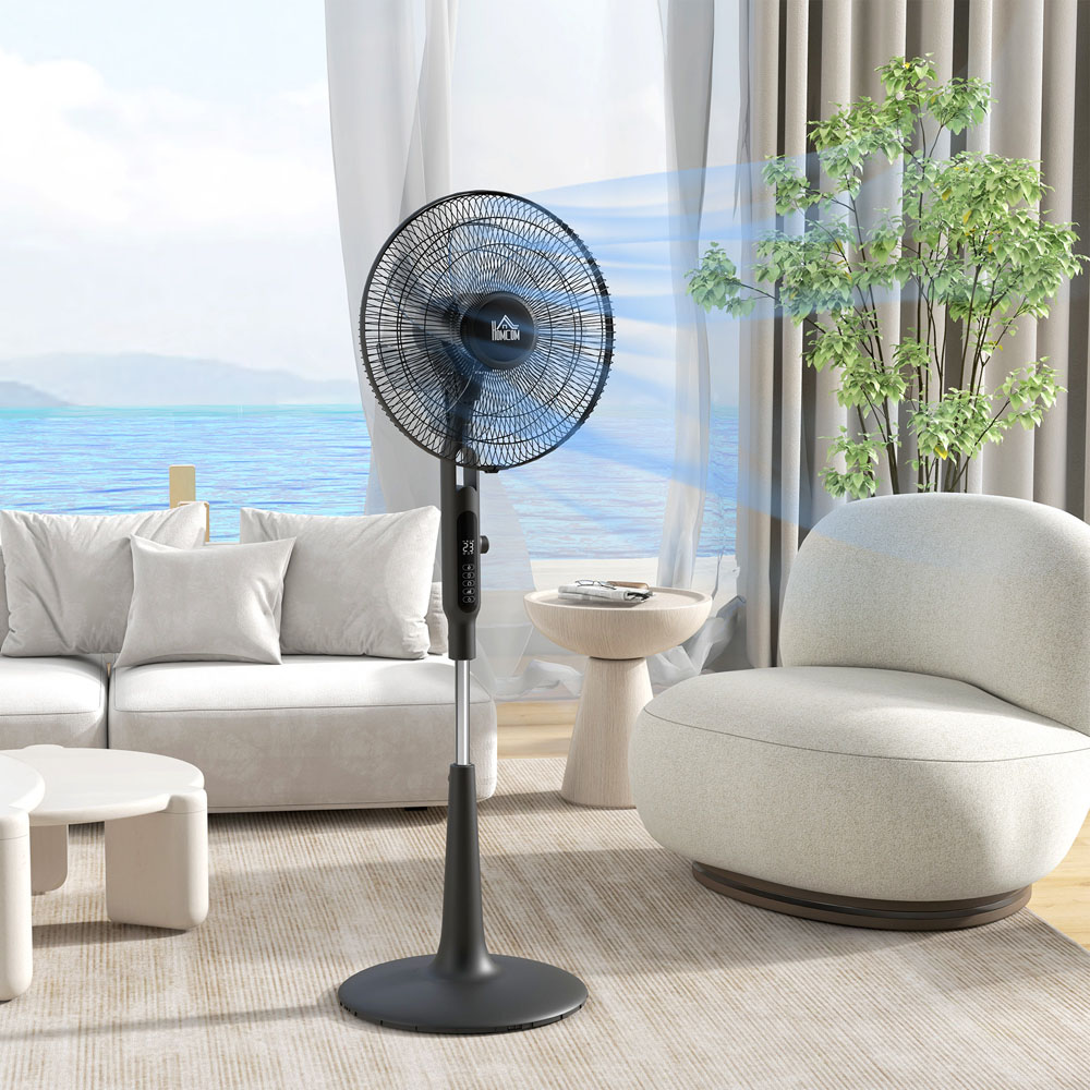 HOMCOM Black Adjustable Oscillating Standing Fan Image 2