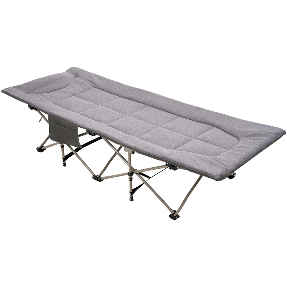 Living and Home Grey Portable Folding Camping Cot with Headrest Image 4