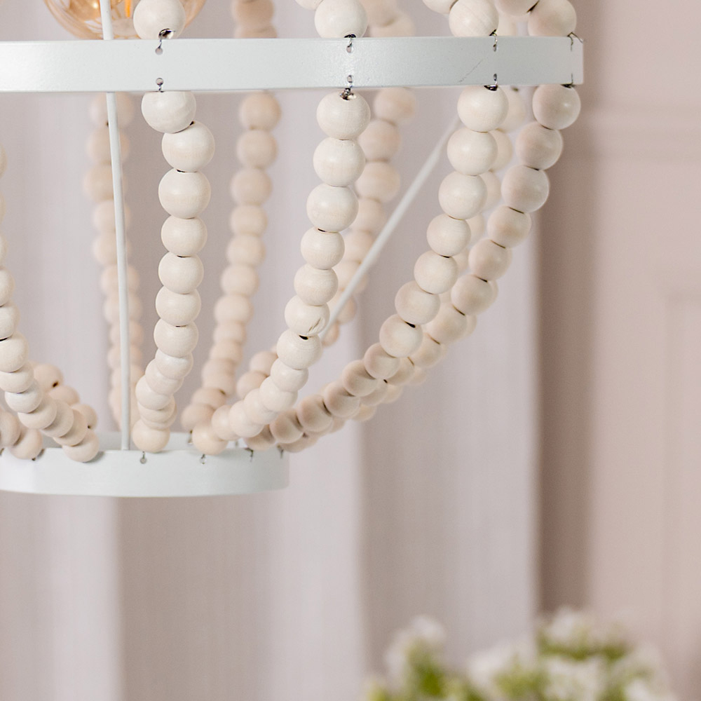 ValueLights Elodie Natural Beaded Easy Fit Chandelier Light Lamp Shade Image 4