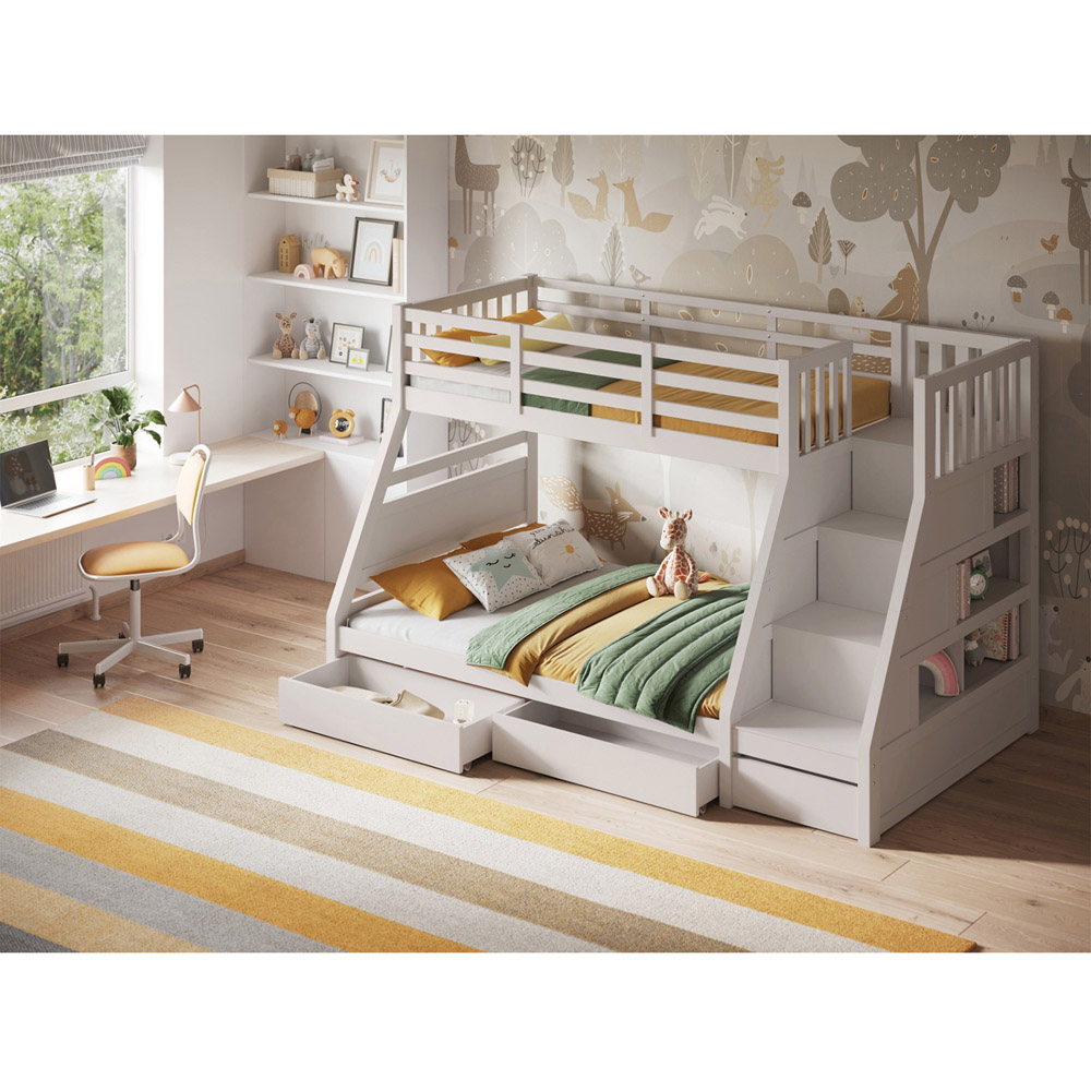 Flair Lunar Triple Sleeper White 3 Drawer Bunk Bed Image 3