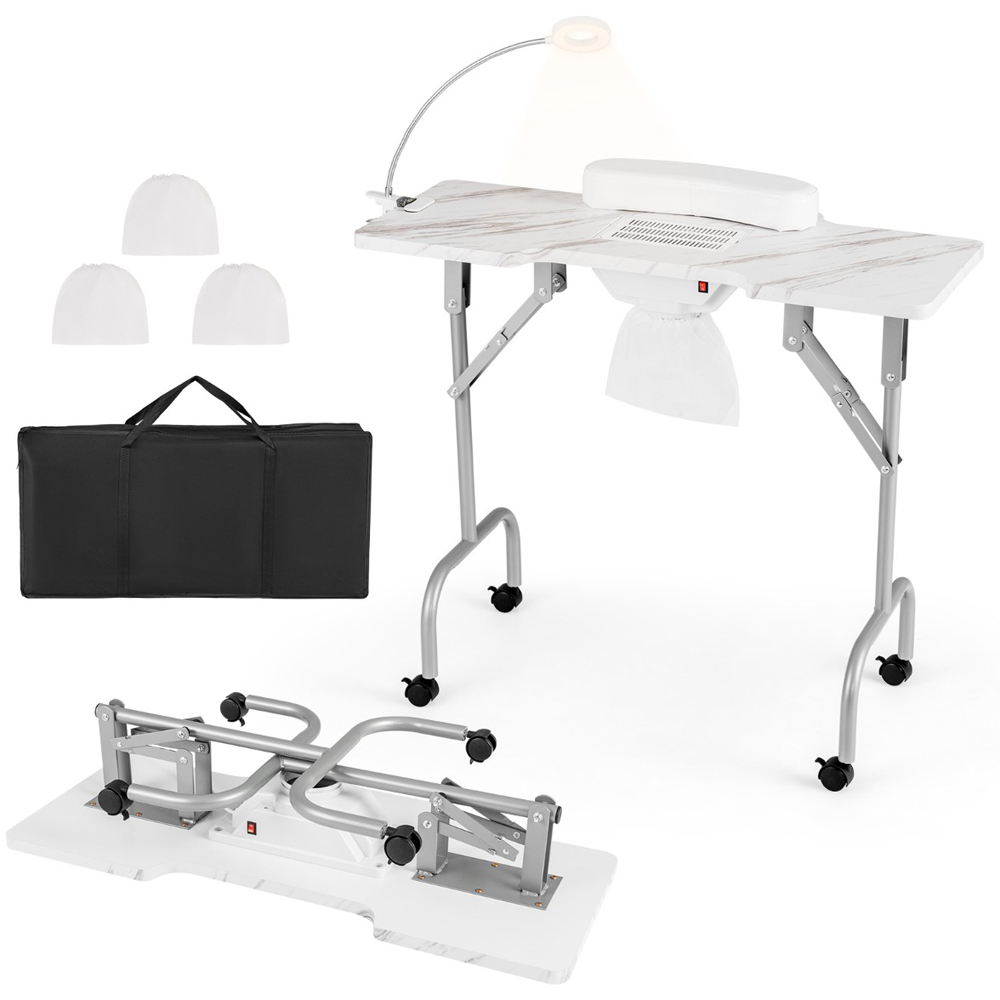 Costway Manicure Folding Nail Table with Electric Dust Collector Image 4
