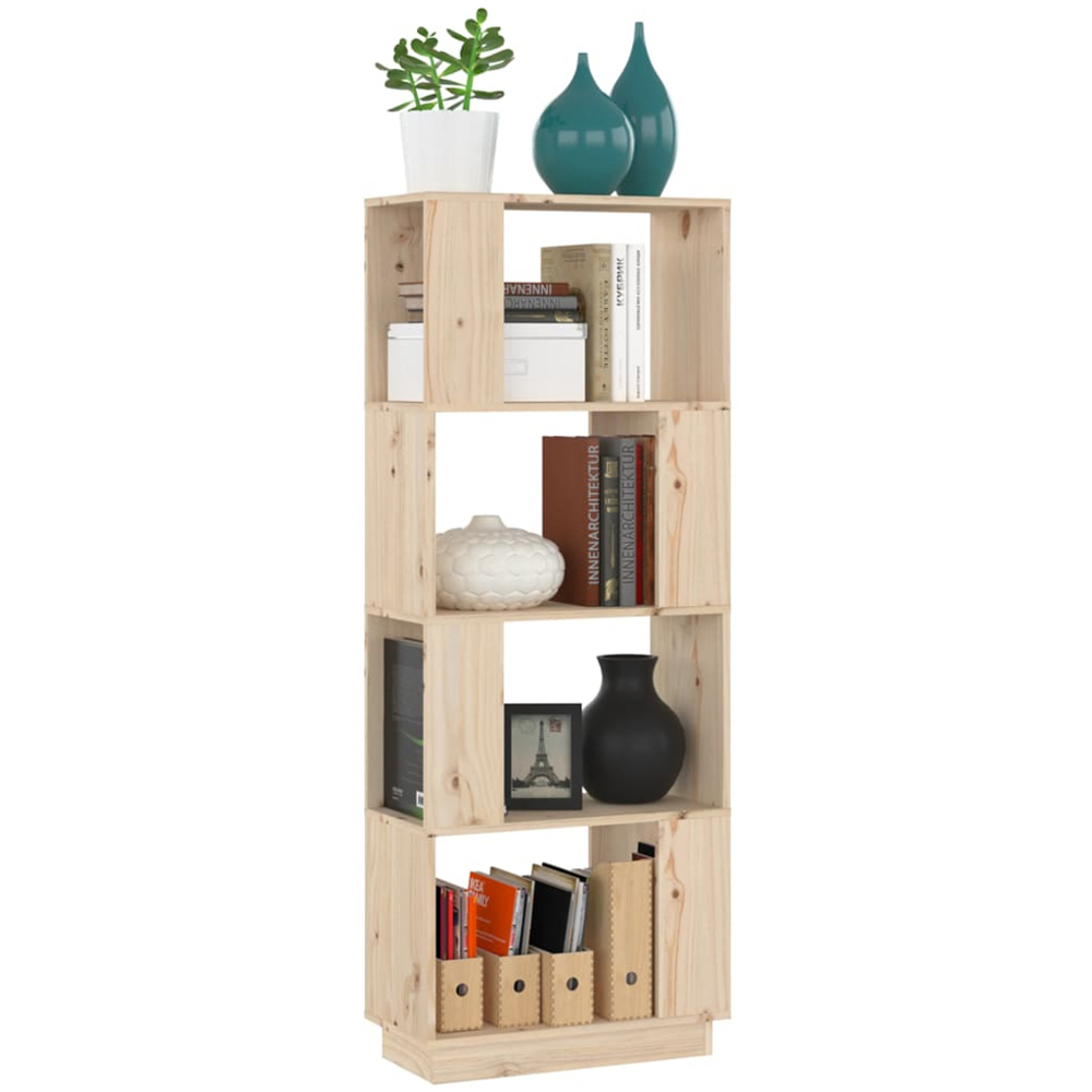 vidaXL 4 Shelf Natural Solid Pine Wood Bookcase Image 4