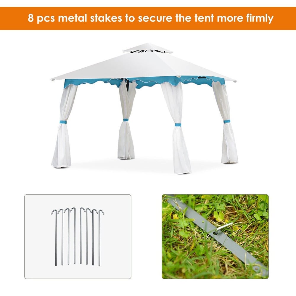 Costway 3 x 3m Garden Metal Gazebo with Side Walls Image 5