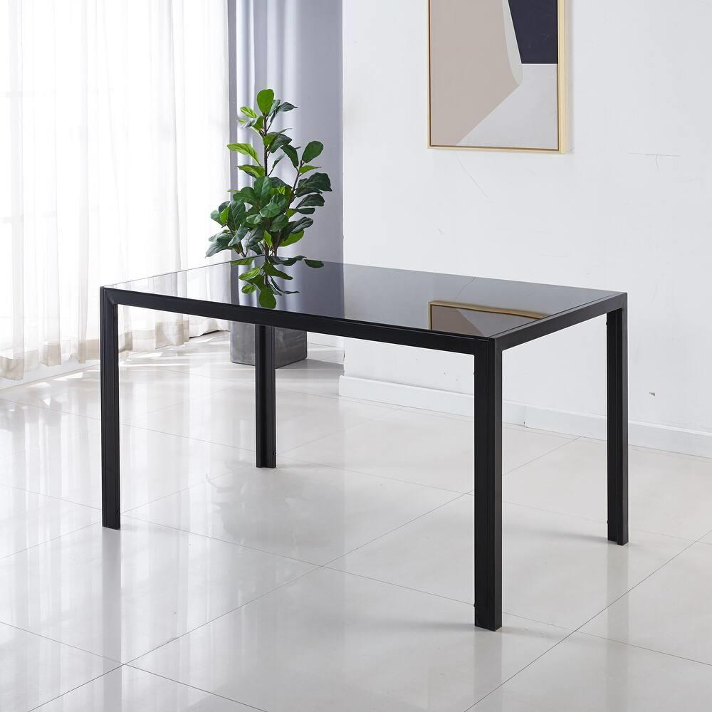 Kosy Koala 4 Seater Faux Leather Glass Dining Set Black and White Image 4