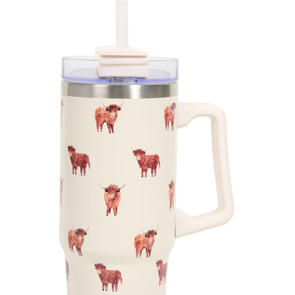 Highland Cow Stainless Steel Tumbler Neutral 850ml Image 3