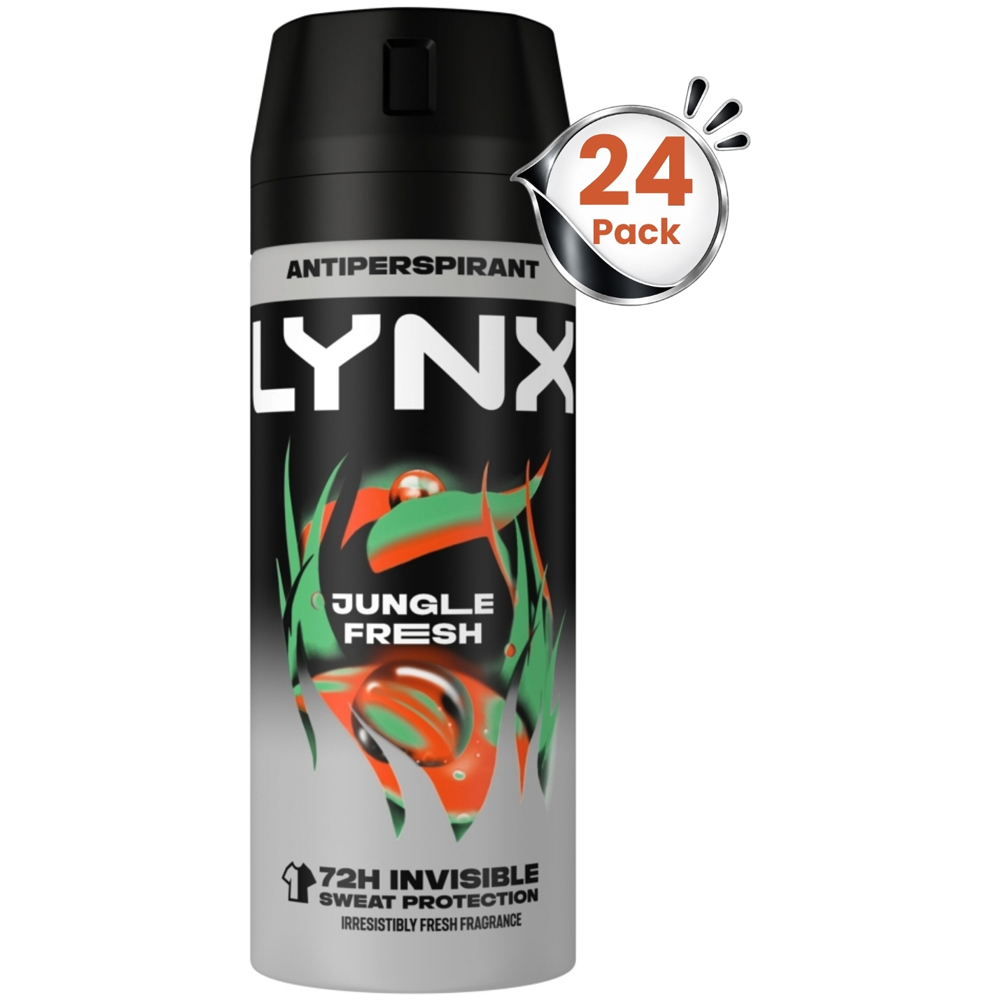 Lynx Jungle Fresh 72H Sweat Protection Anti-Perspirant Deodorant Body Spray 150ml 24 Pack Image 1