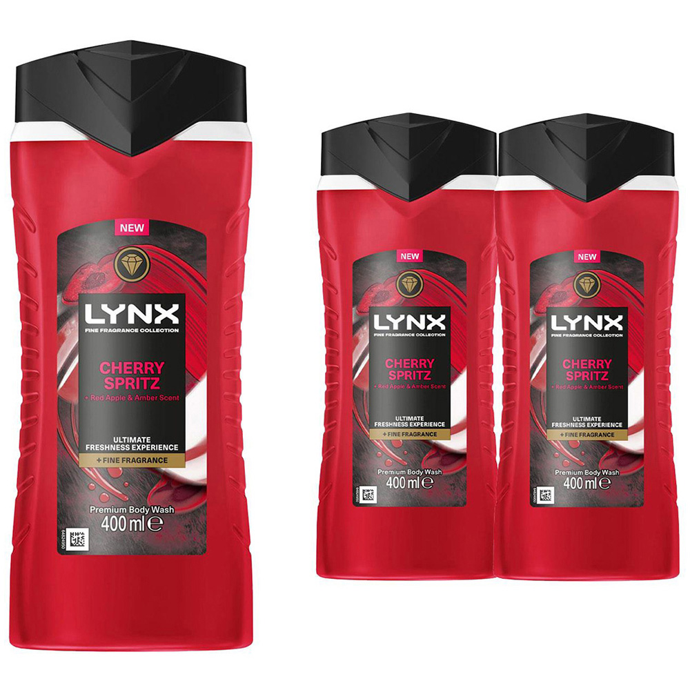 Lynx Cherry Spritz Body Wash 400ml 3 Pack Image 1