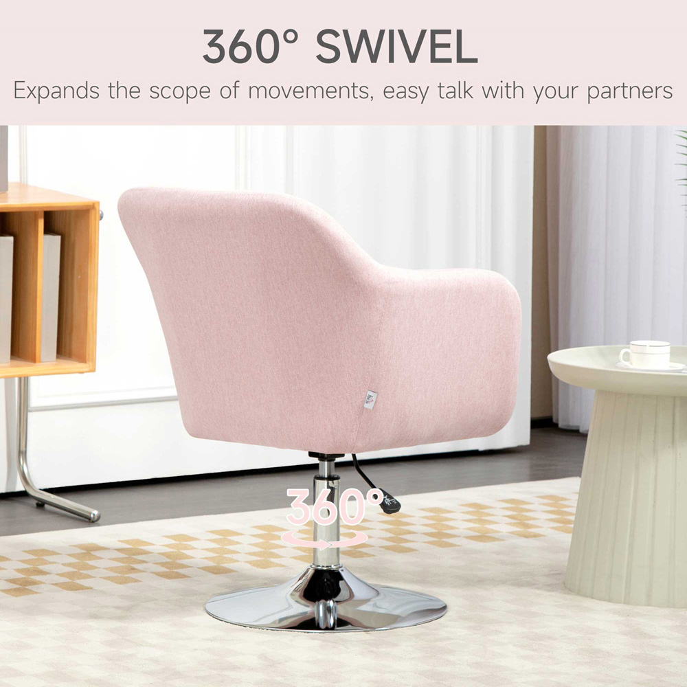 Portland Pink Stylish Retro Linen Swivel Tub Chair Image 5