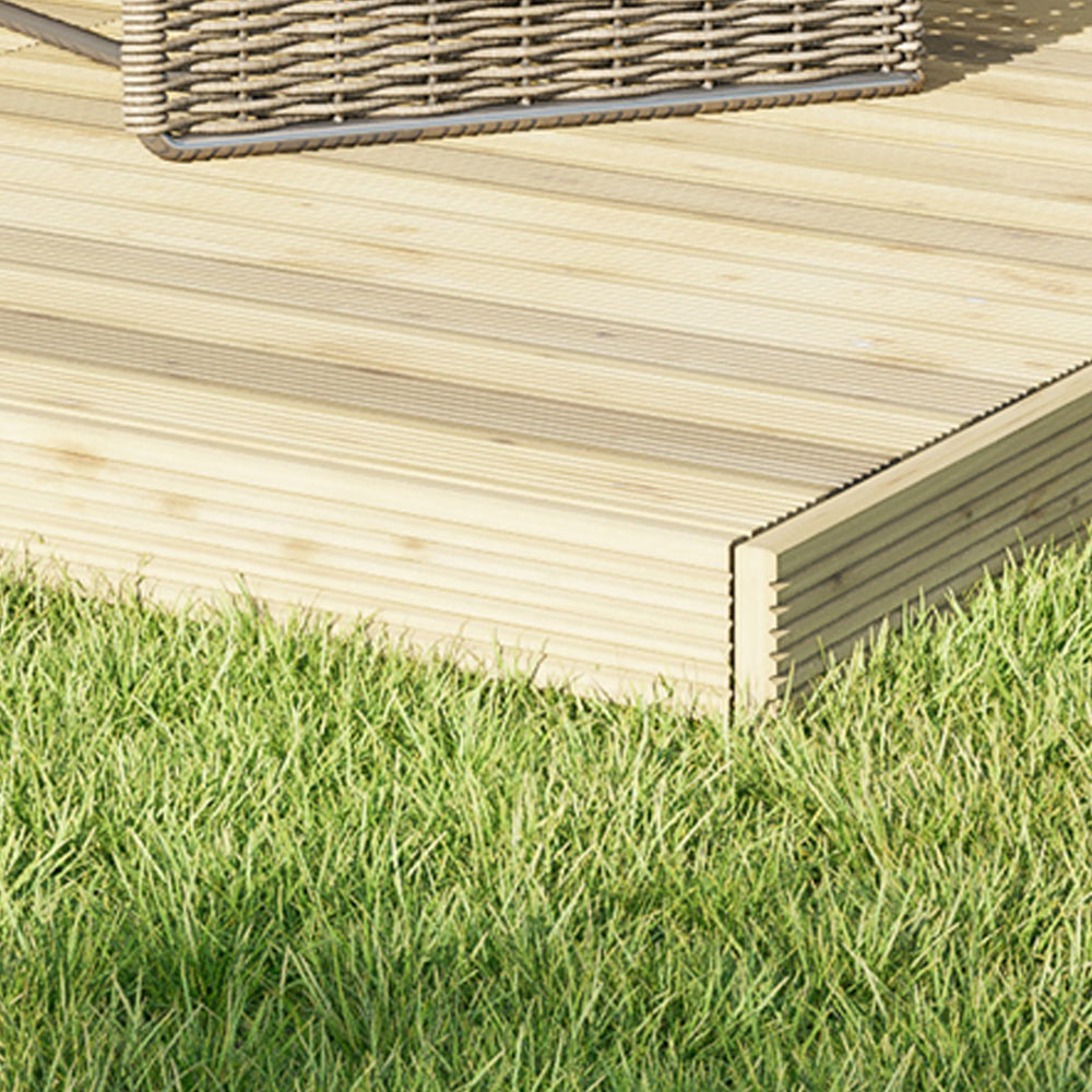 Power 8 x 12ft Timber Decking Kit With Handrails On 2 Sides Image 1