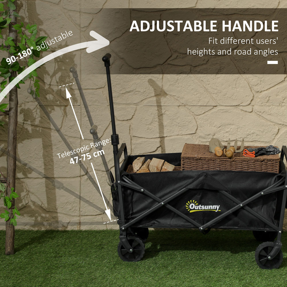 Outsunny 62L Black Heavy Duty Folding Garden Trolley Image 4