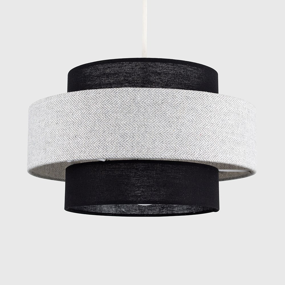 ValueLights Weaver Black and Grey Herringbone Ceiling Lamp Shade Image 3