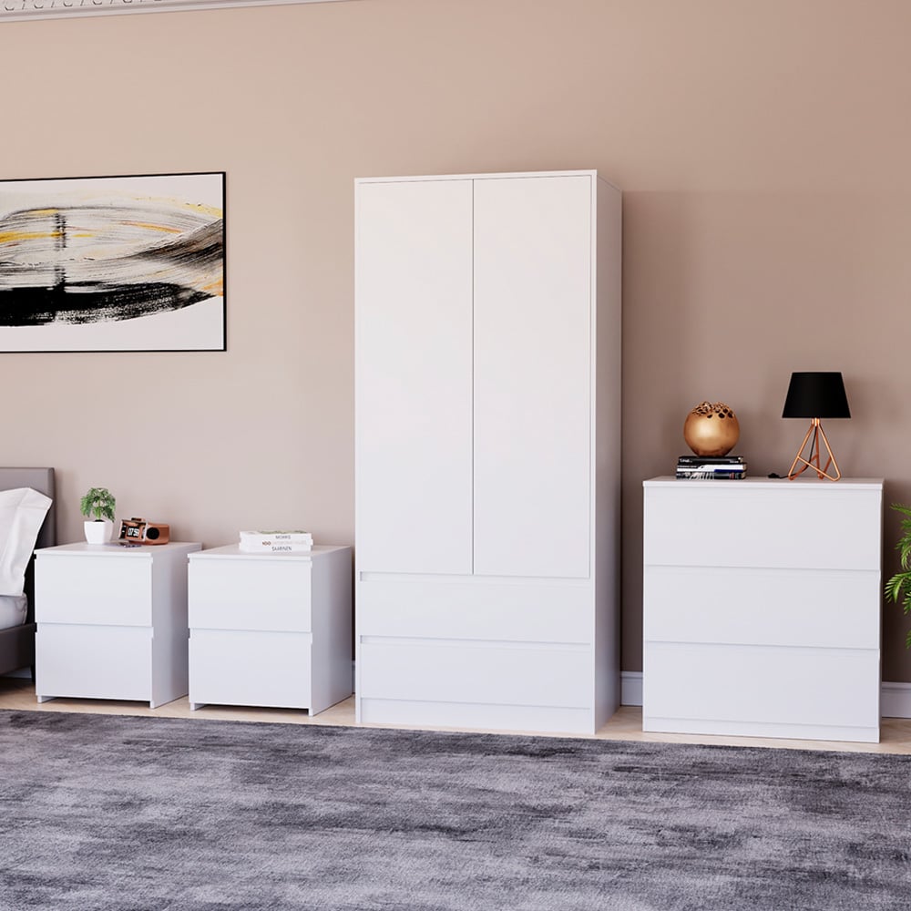 Denver White 4 Piece Bedroom Furniture Set Image 1