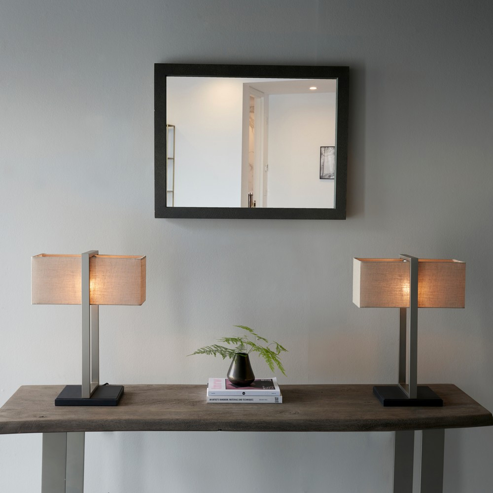 Merano Livigno Natural Linen Satin Nickel Table Lamp Image 8