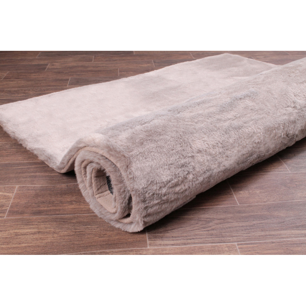 Portland HMC Tipped Luxe Fur Warm Mink Plain Rug 120 x 170cm Image 2