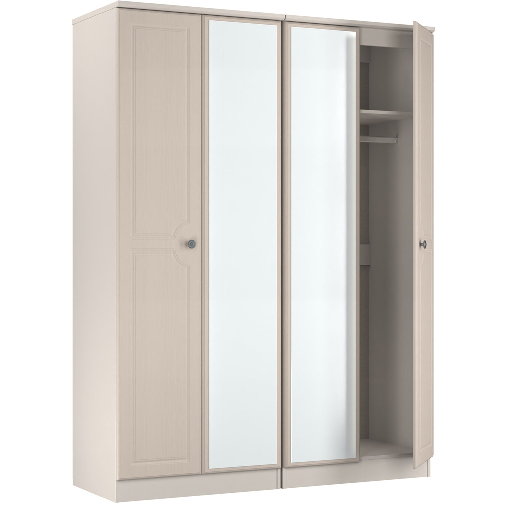 Crowndale Pembroke 4 Door Kashmir Ash Mirror Wardrobe Ready Assembled Image 5