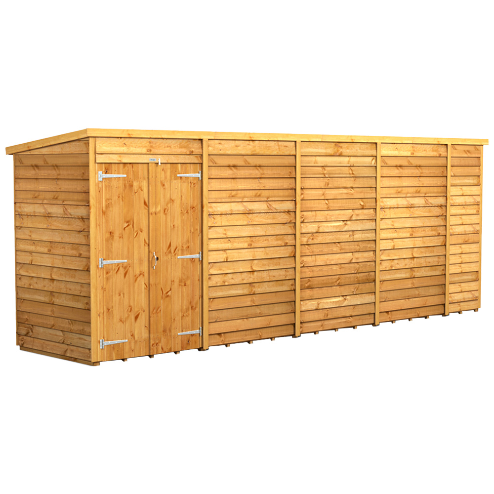 Power 18 x 4ft Overlap Pent Windowless Double Door Garden Shed Image 1