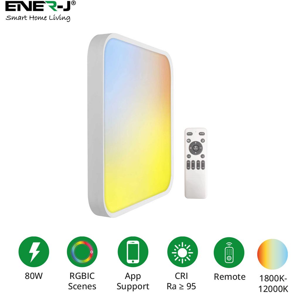 ENER-J 80W Animated Sky and Sunset Scenes RGBIC LED Square Ceiling Light 500 x 500mm Image 7