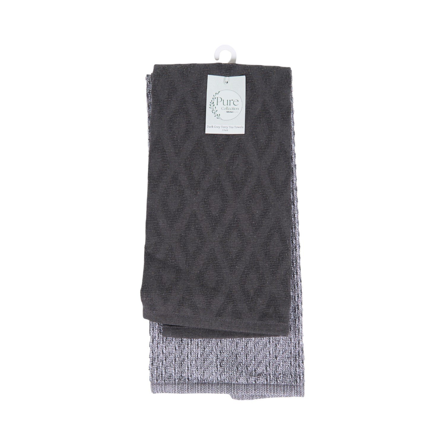 Pack of 2 Terry Towels - Dark Grey Image 1