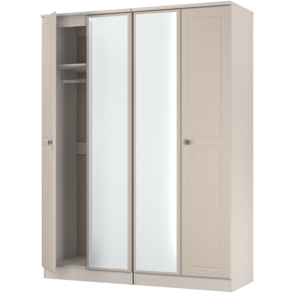 Crowndale Pembroke 4 Door Kashmir Ash Mirror Wardrobe Ready Assembled Image 4