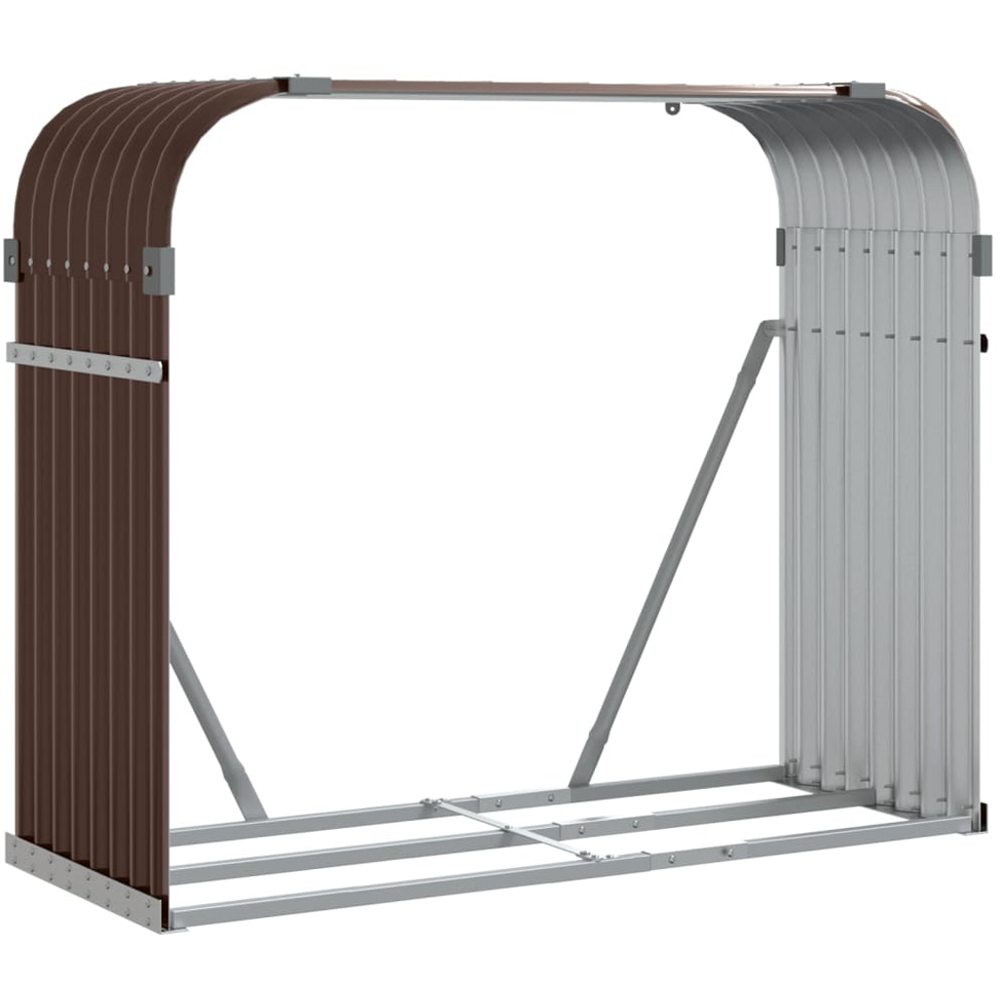 vidaXL Brown Galvanised Steel Firewood Log Holder 100 x 120 x 45cm Image 1