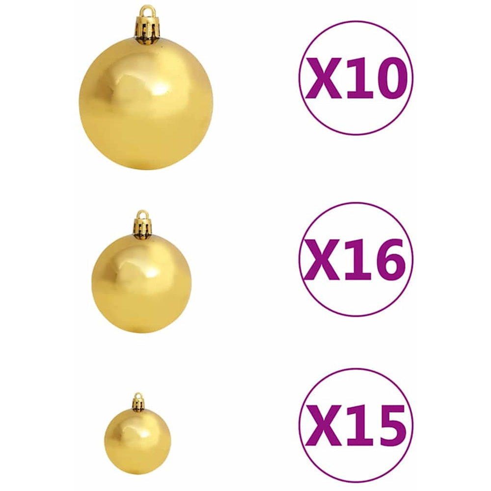 vidaXL Pre-Lit Gold and Bronze Baubles White Artificial Christmas Tree 6ft Image 7
