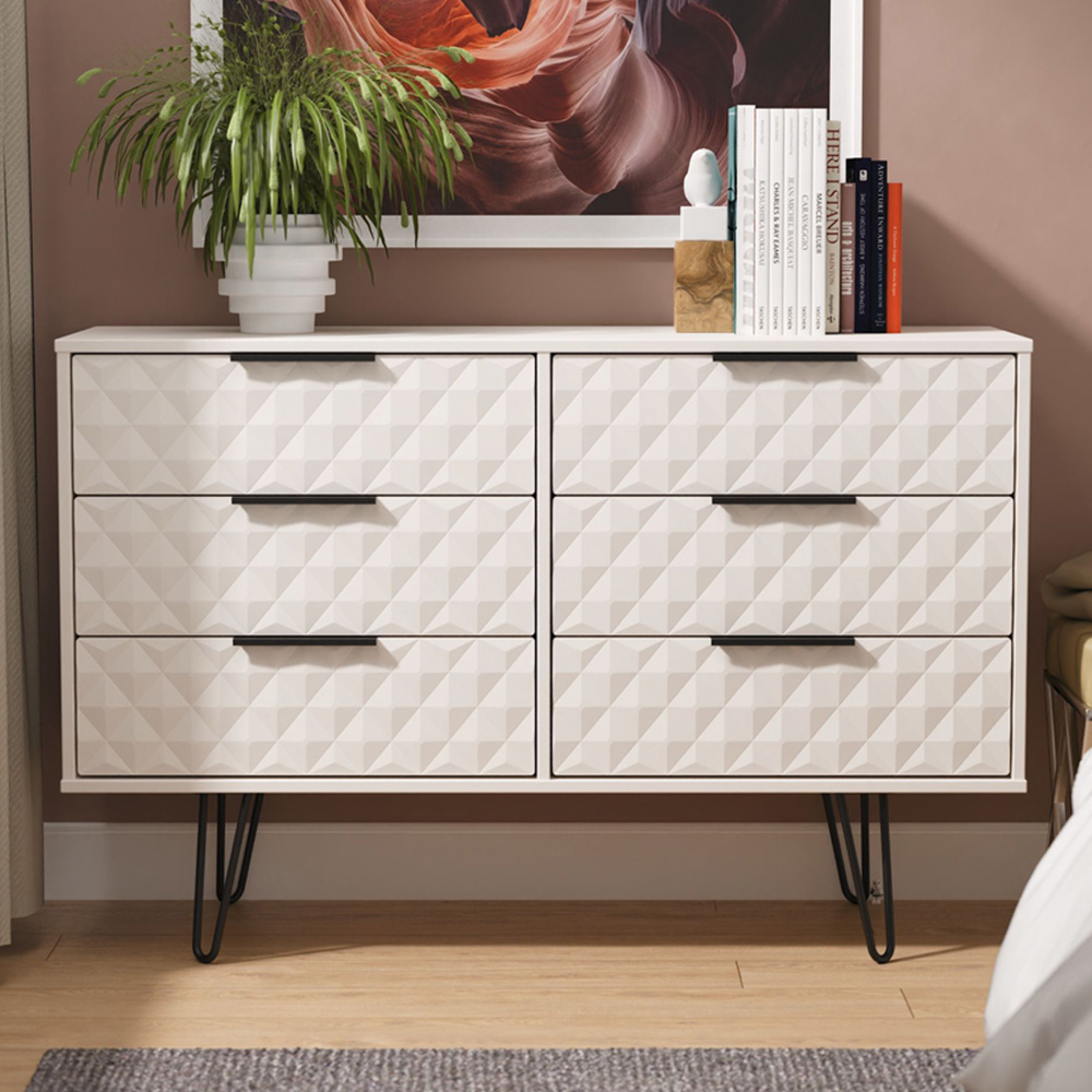 Crowndale Harlequin 6 Drawer Kashmir Matt Wide Chest of Drawers Ready Assembled Image 1